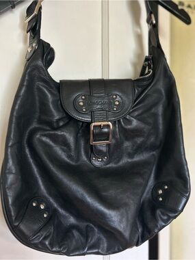 Longchamp Black Leather Hobo with Buckle Detail